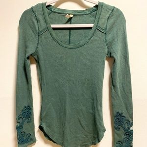 Free People Embroidered Thermal Top